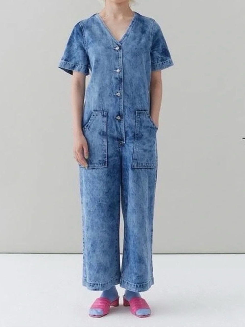 Lazy Oaf GEM Blue Denim Overalls Boilersuit size 14